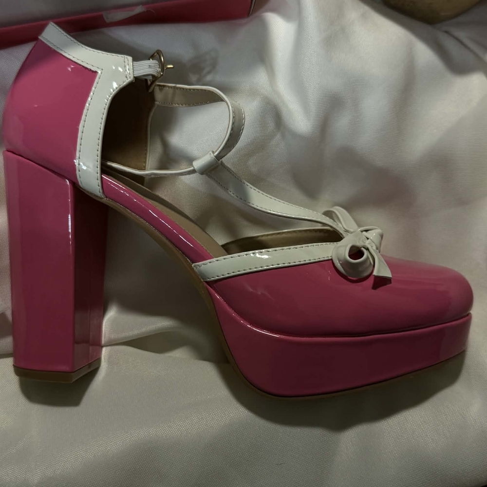 Allegra K Pink and White Platform Shoes